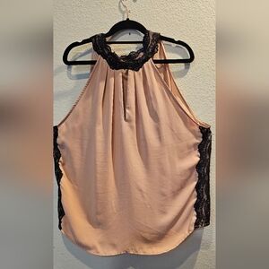 New York & Company Sleeveless Blouse with Lace Accent SIZE XL